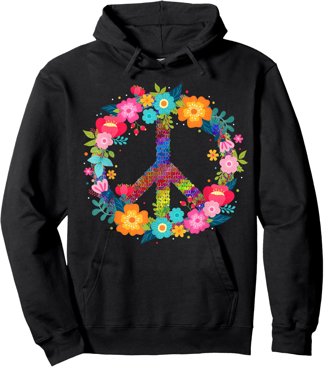 Peace Love Hippie Design - 60s 70s Retro Hoodie - Hoodie | Black