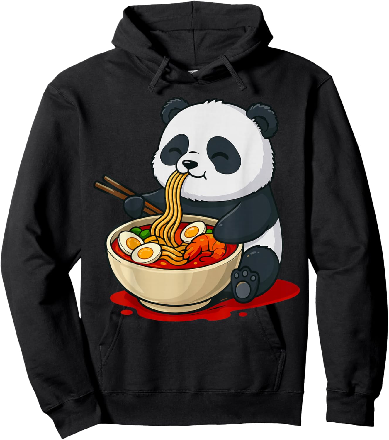Panda Eating Ramen Noodles Hoodie - Hoodie | Black