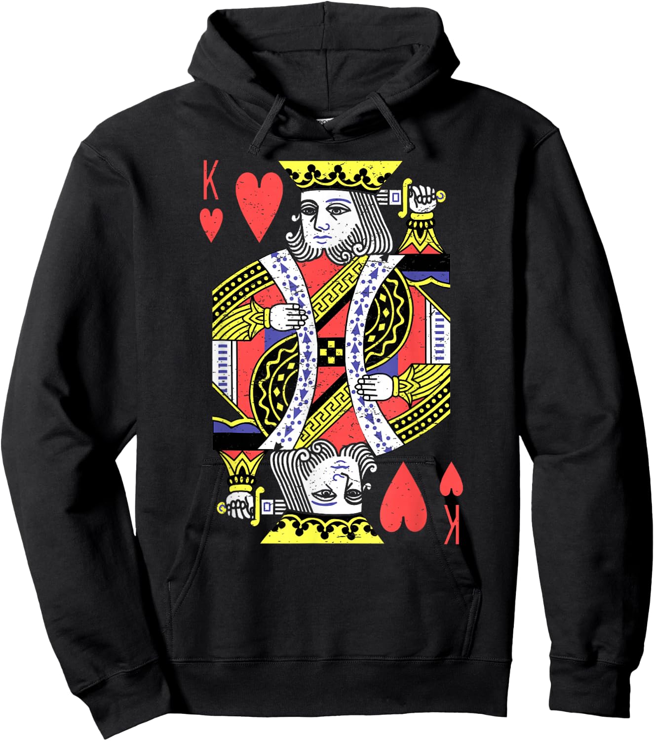 King of Hearts Playing Card Halloween Costume Valentines Men Hoodie - Hoodie | Black