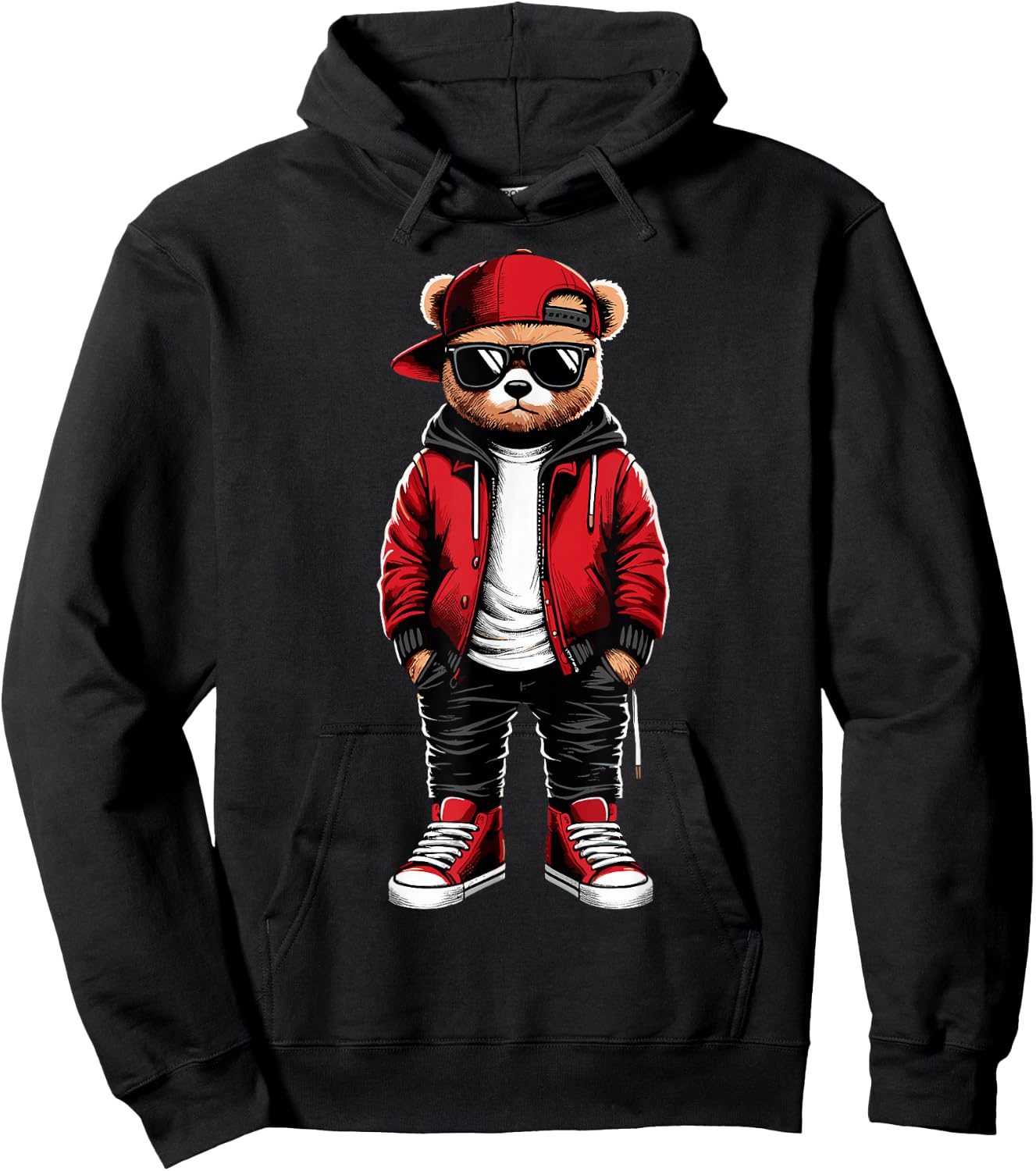 Hip Hop Teddy Bear Rap Music Hoodie - Hoodie | Black