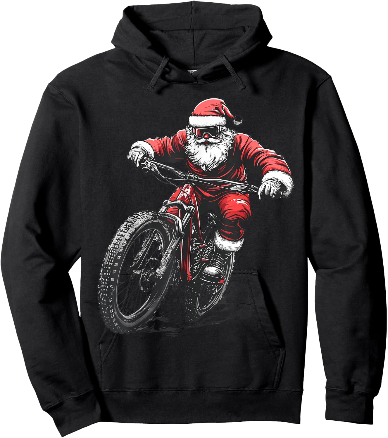 Santa BMX Lover Biker Bicycle Racing Cyclist Christmas Xmas Hoodie - Hoodie | Black