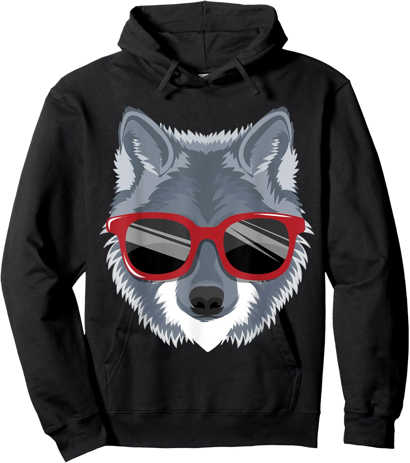 Wolf Shirt, 80s , Retro Vintage Shirt, Sunglasses Hoodie - Hoodie | Black