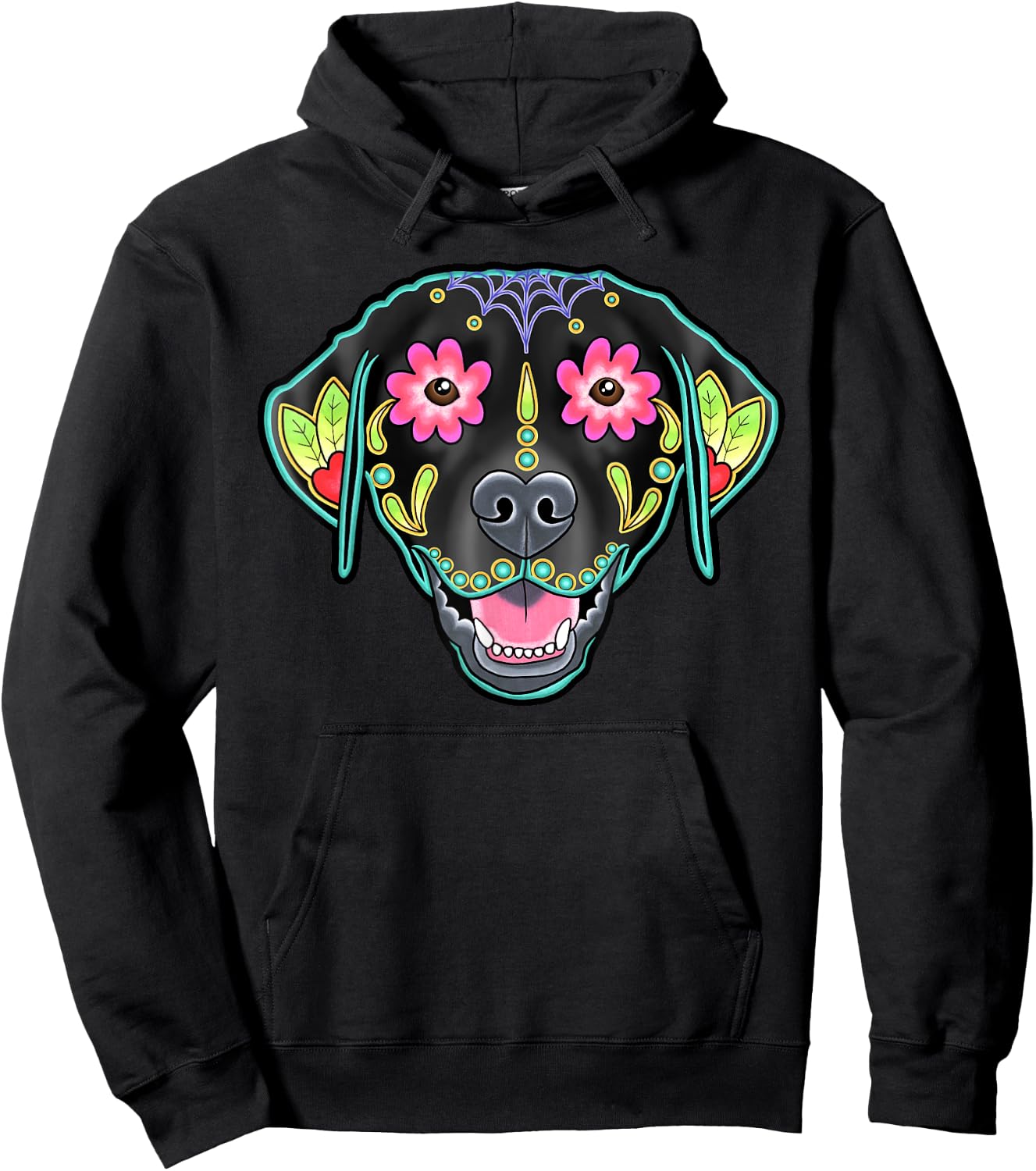 Black Labrador Retriever - Day of the Dead Sugar Skull Lab Hoodie - Hoodie | Black