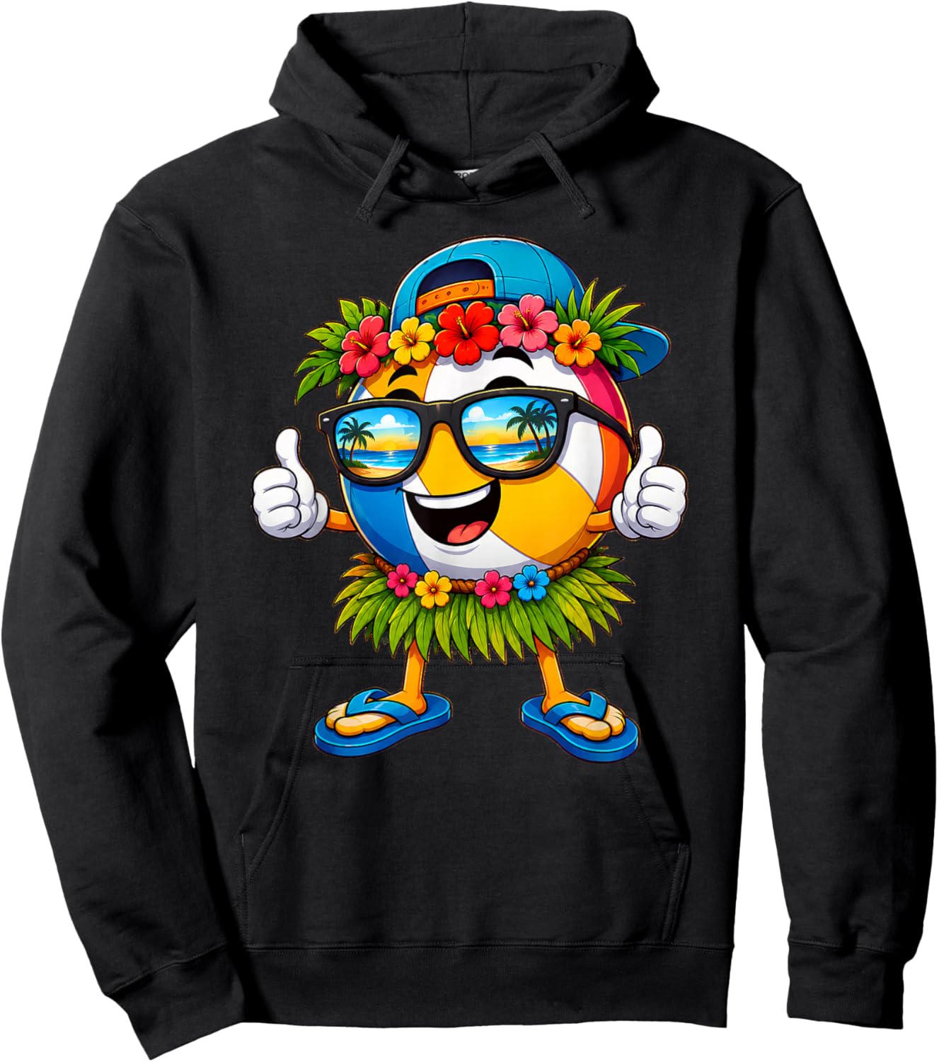 Hawaiian Volleyball Ball Tropical Beach Summer Vacation Hoodie - Hoodie | Black