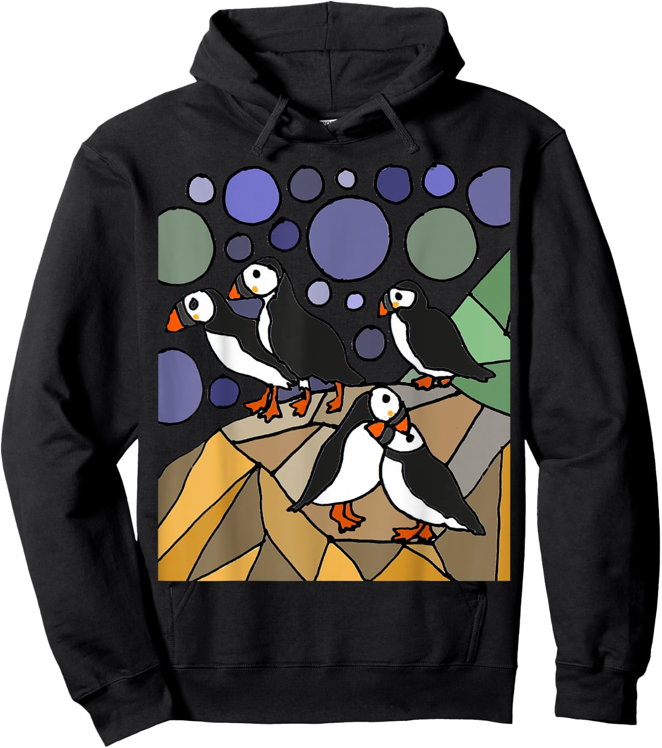 Smileteesbirdsa Funny Puffin Birds on Rocks Art Hoodie - Hoodie | Black