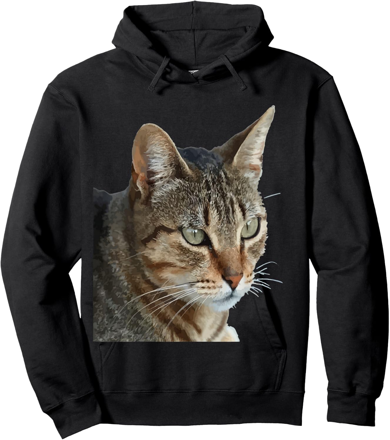 Stunning Tabby Cat Close Up Portrait Vector Hoodie - Hoodie | Black