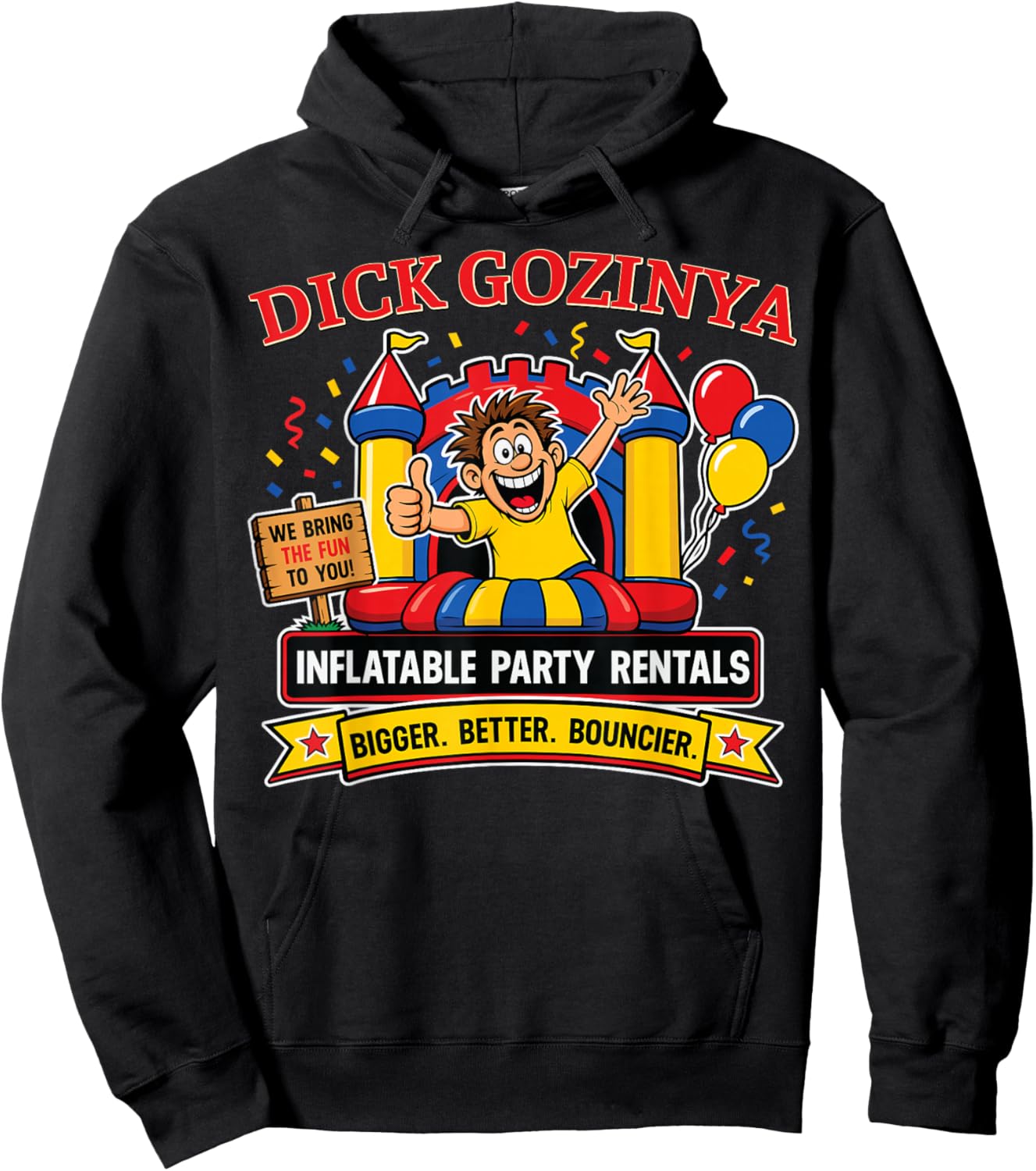 Funny Adult Humor Dick Gozinya Innuendo Joke Gag Gifts Hoodie - Hoodie | Black