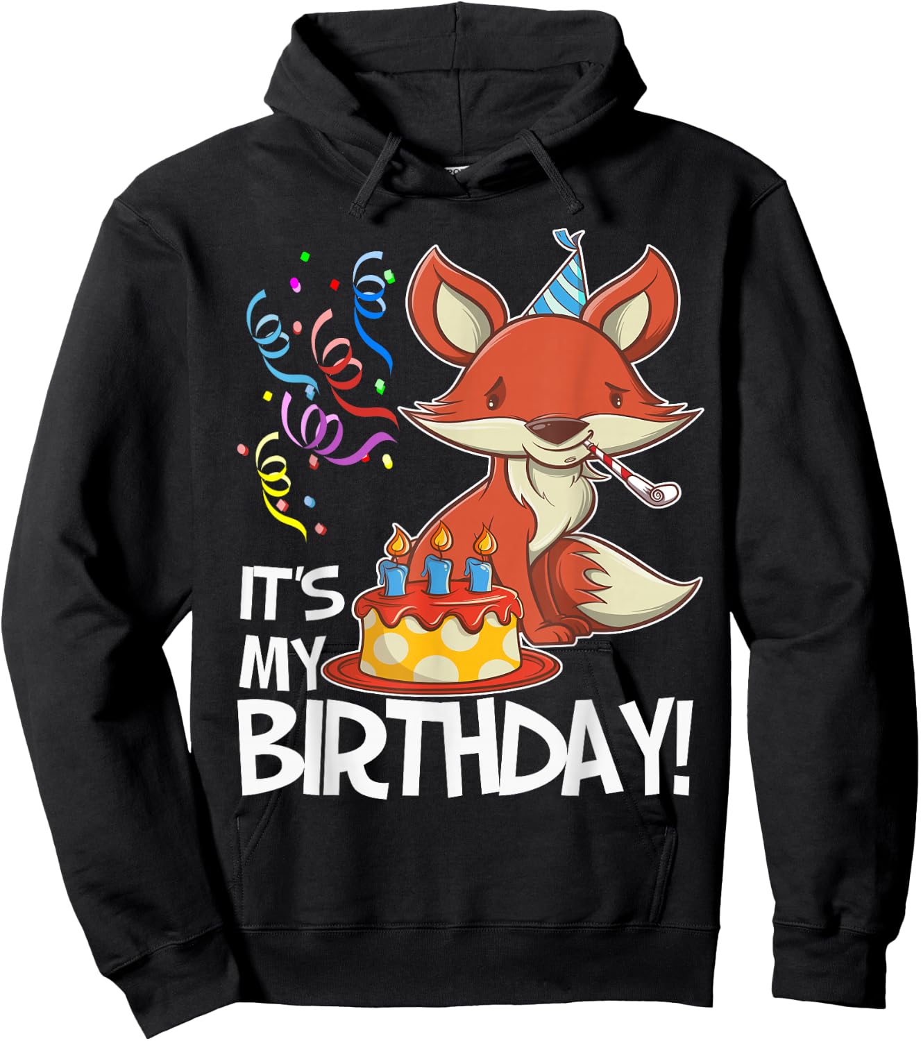 It's My Birthday Fox T Shirt Gift Girls Boys Adults Hoodie - Hoodie | Black