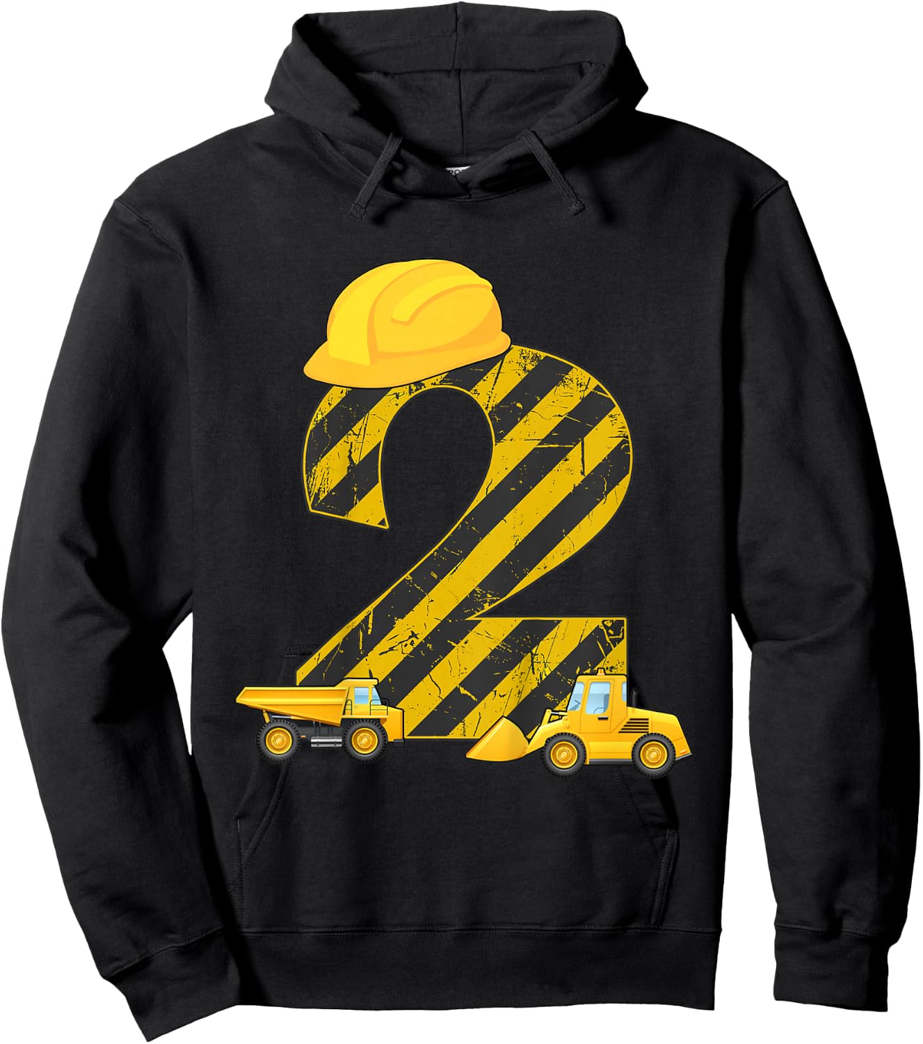2nd Birthday Digger I 2 Years Builder Excavator Gift Hoodie - Hoodie | Black