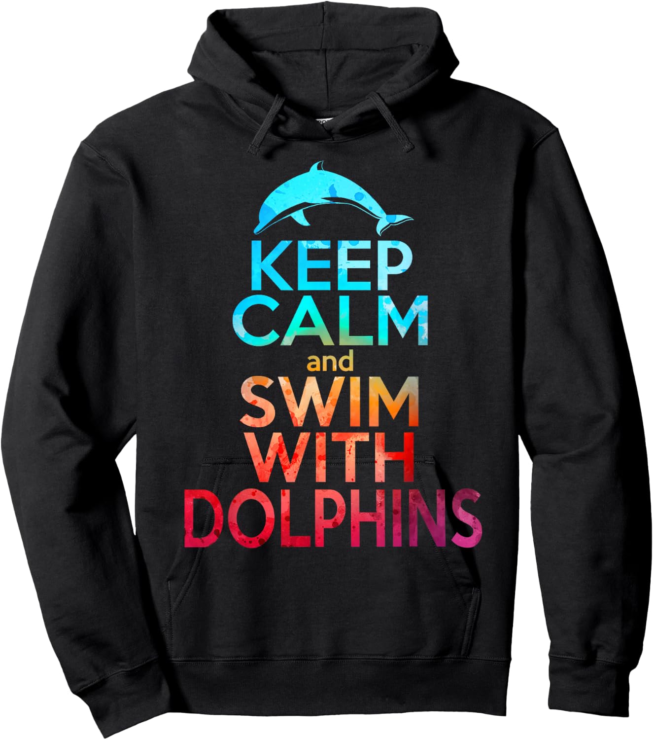 KEEP CALM & SWIM WITH DOLPHINS Funny Dolphin Lover Graphic Hoodie - Hoodie | Black