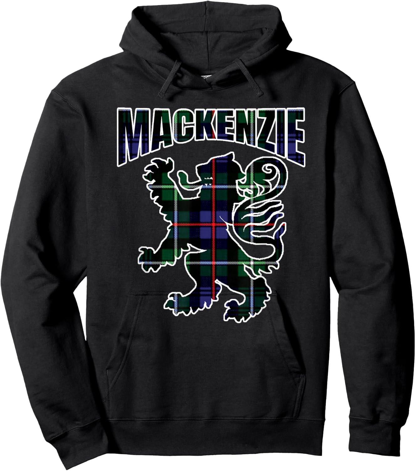 MacKenzie Clan Kilt Tartan Lion Namesake Scottish Hoodie - Hoodie | Black