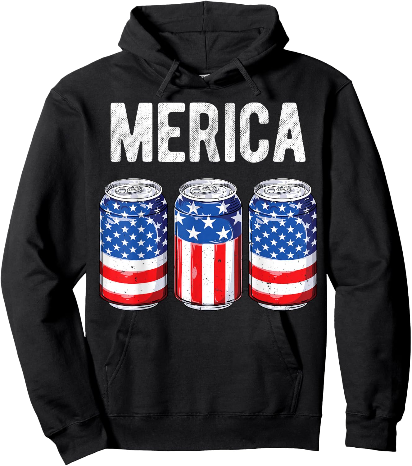 Beer American Flag 4th Of July Merica USA Men Women Drinking Hoodie - Hoodie | Black