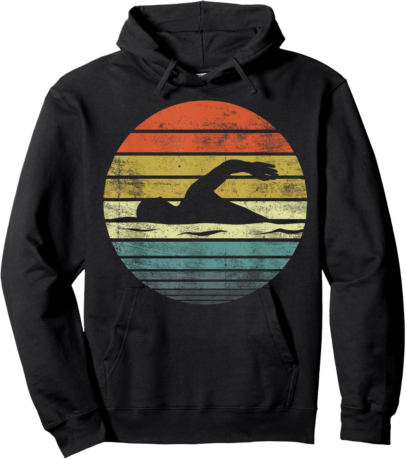 Swimmer Gifts Funny Retro Vintage Sunset Swim Coach Swimming Hoodie - Hoodie | Black