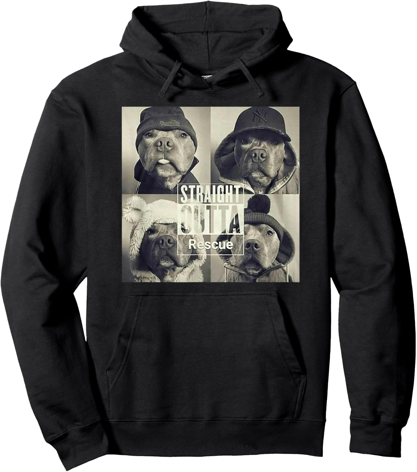 Straight Outta Rescue Pitbull Hoodie - Hoodie | Black