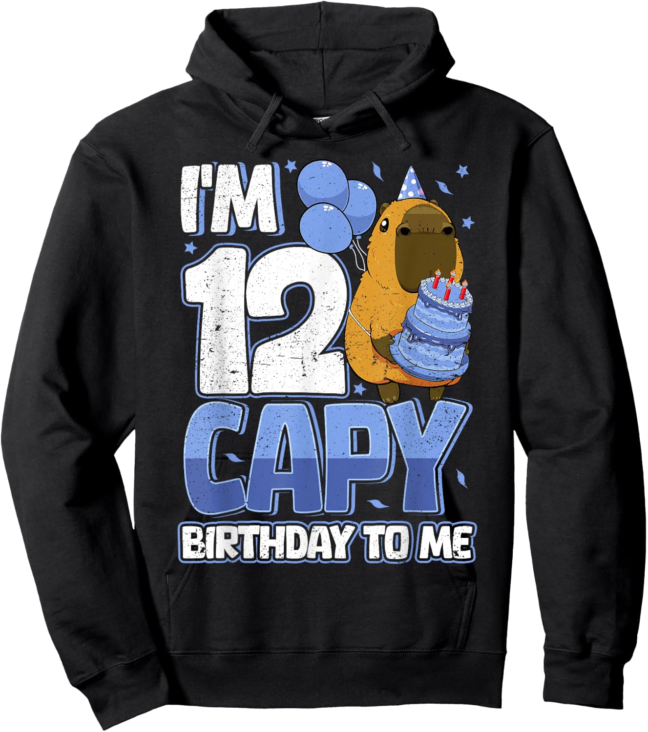 12 Years Capy Birthday to me Boys 12th Birthday Capybara Hoodie - Hoodie | Black