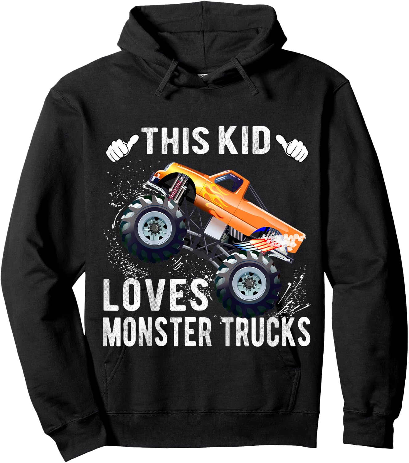 This Kid Loves Monster Trucks Boys and Girls Gift Hoodie - Hoodie | Black