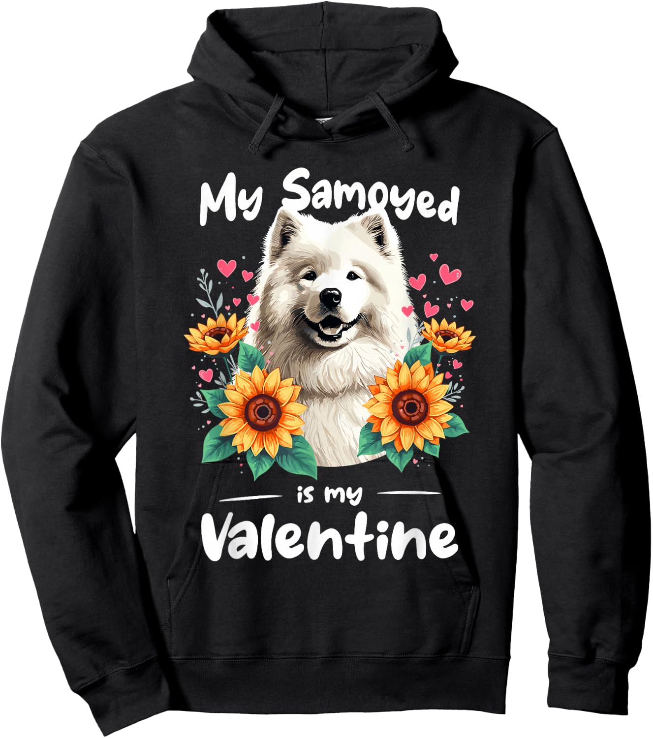 Sunflowers Valentine's Day Samoyed Dog Sammies Hoodie - Hoodie | Black