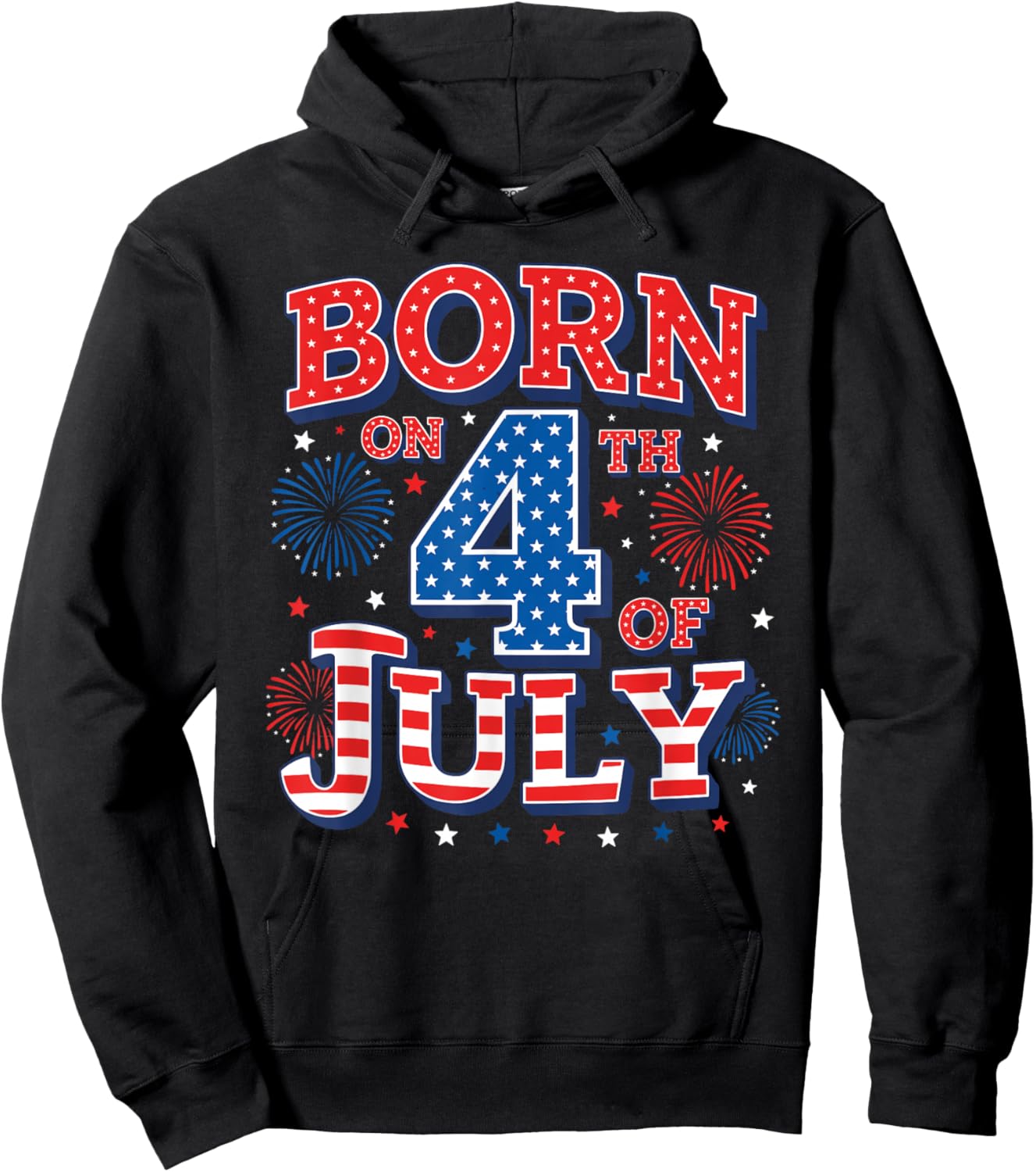 Born On The 4th of July Birthday Hoodie - Hoodie | Black