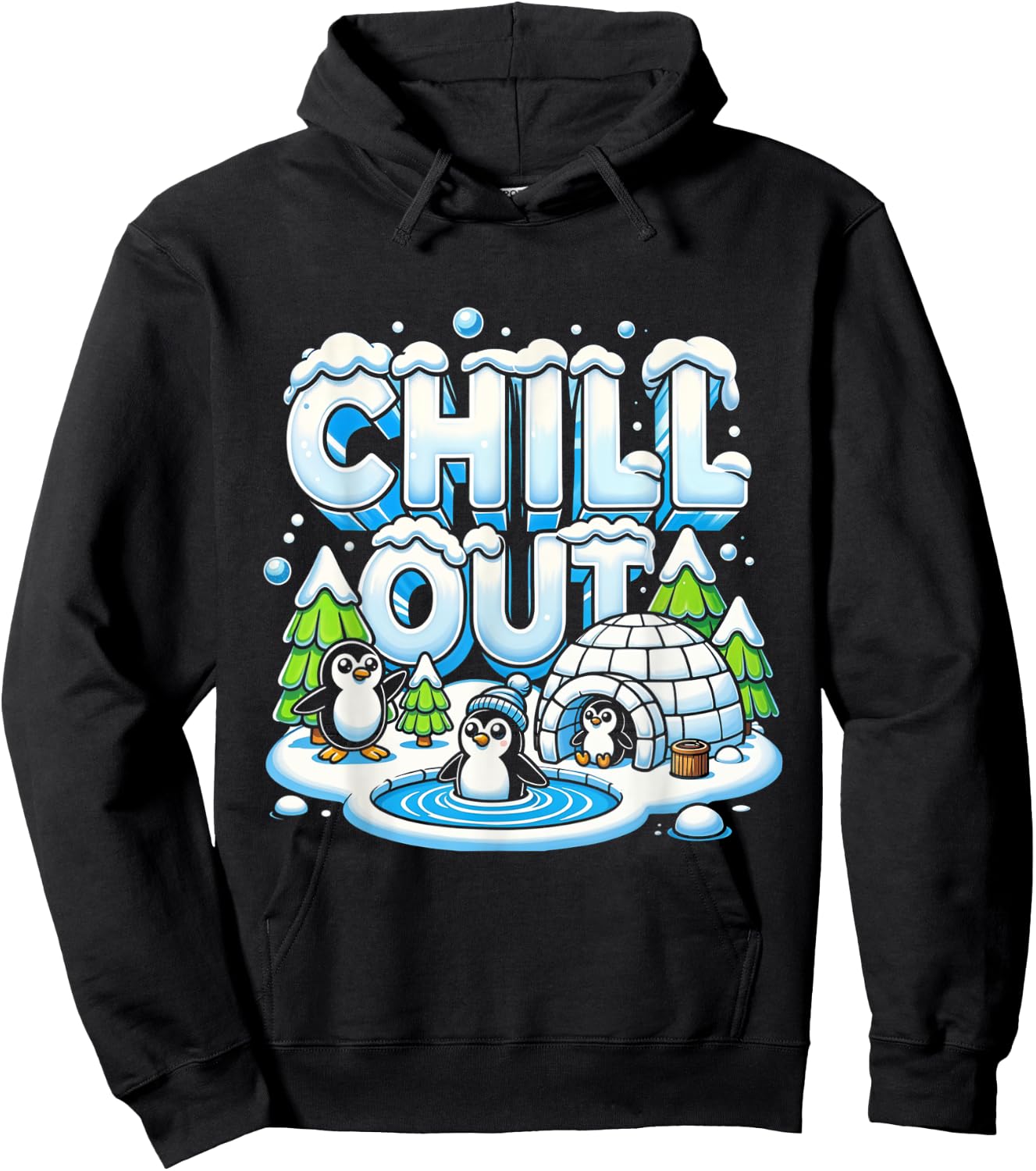 Antarctica Penguin Chill Out Shirt Cute Winter Penguin Igloo Hoodie - Hoodie | Black