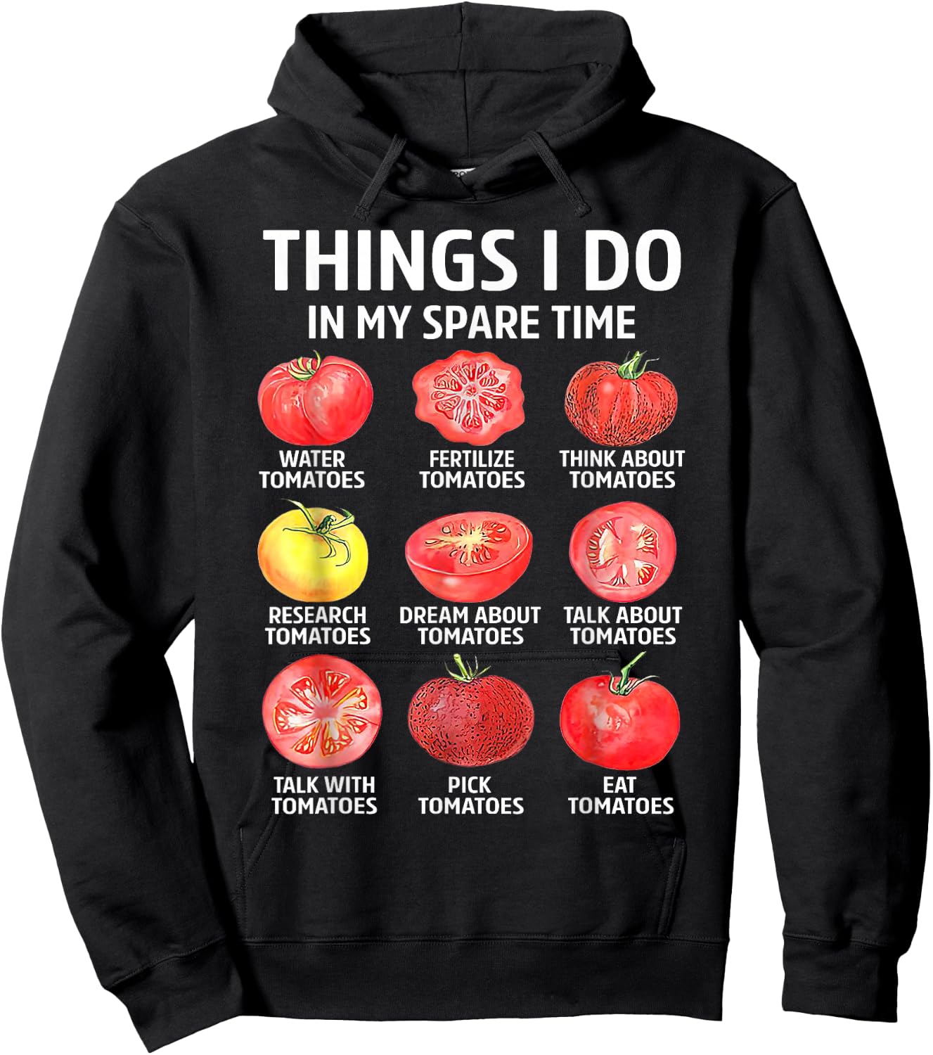 Retro Things I Do in My Spare Time Tomatoes Tomato Gardening Hoodie - Hoodie | Black