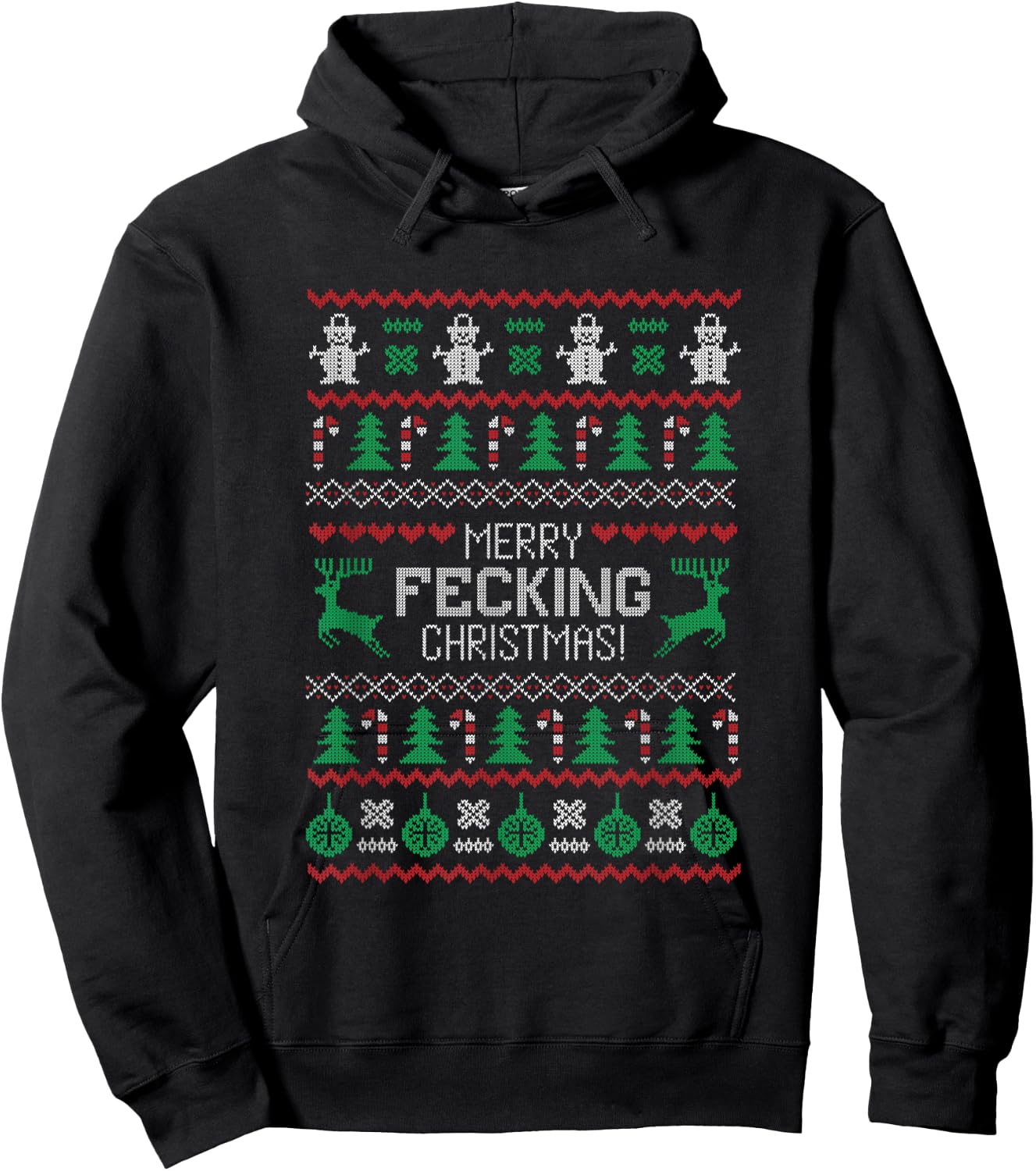 Merry Fecking Christmas, Funny Ugly Irish Ireland Saying Hoodie - Hoodie | Black