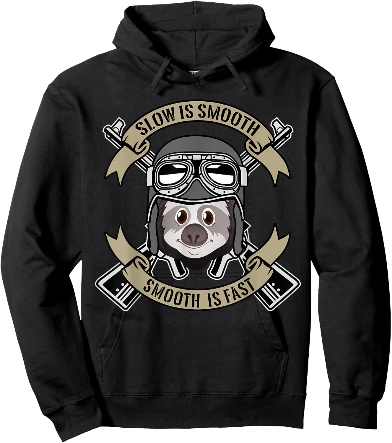 Slow Is Smooth | Military Sloth Operator Veteran Hoodie - Hoodie | Black