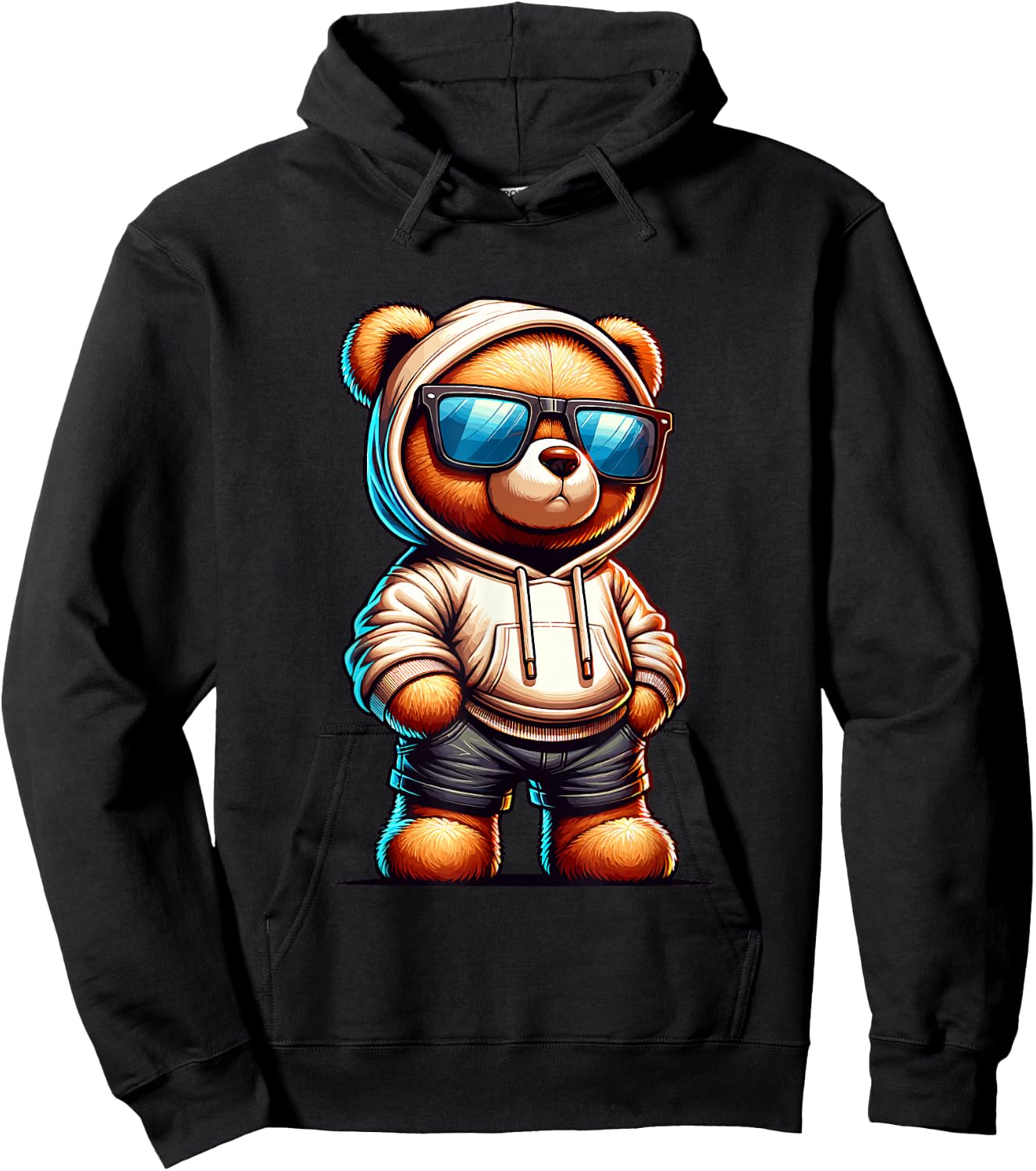 Teddy Bear Graphic Bears Cool Hip Hop Streetwear Colorful Hoodie - Hoodie | Black