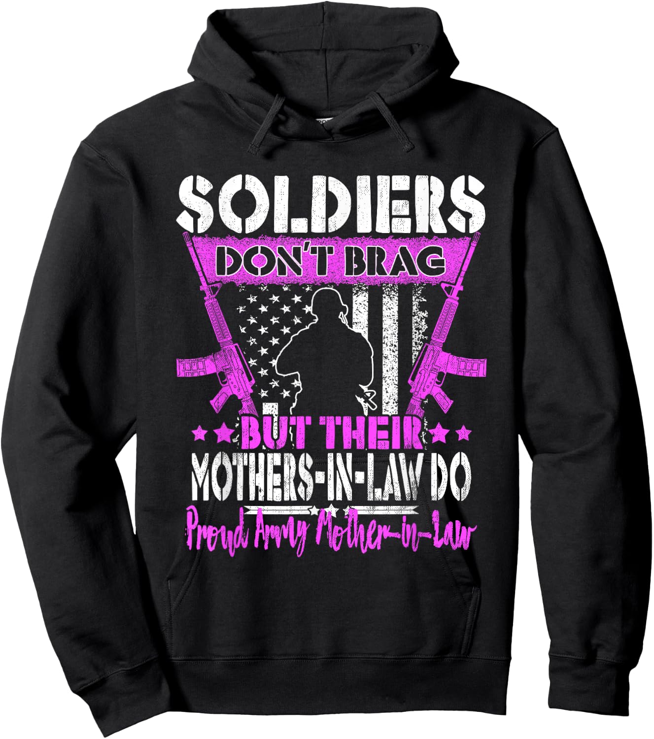 Soldiers Don't Brag - Proud Army Mother-In-Law Military Mom Hoodie - Hoodie | Black