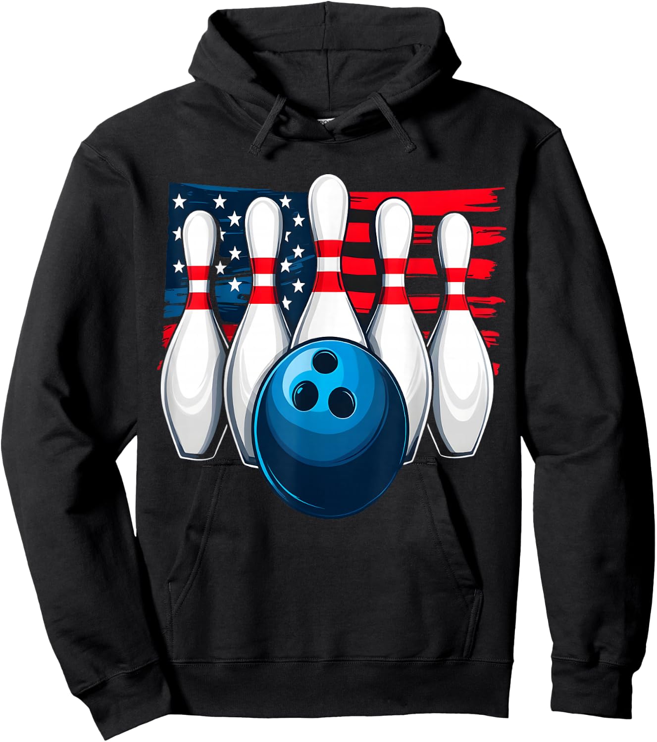 Bowling American Flag Hoodie - Hoodie | Black