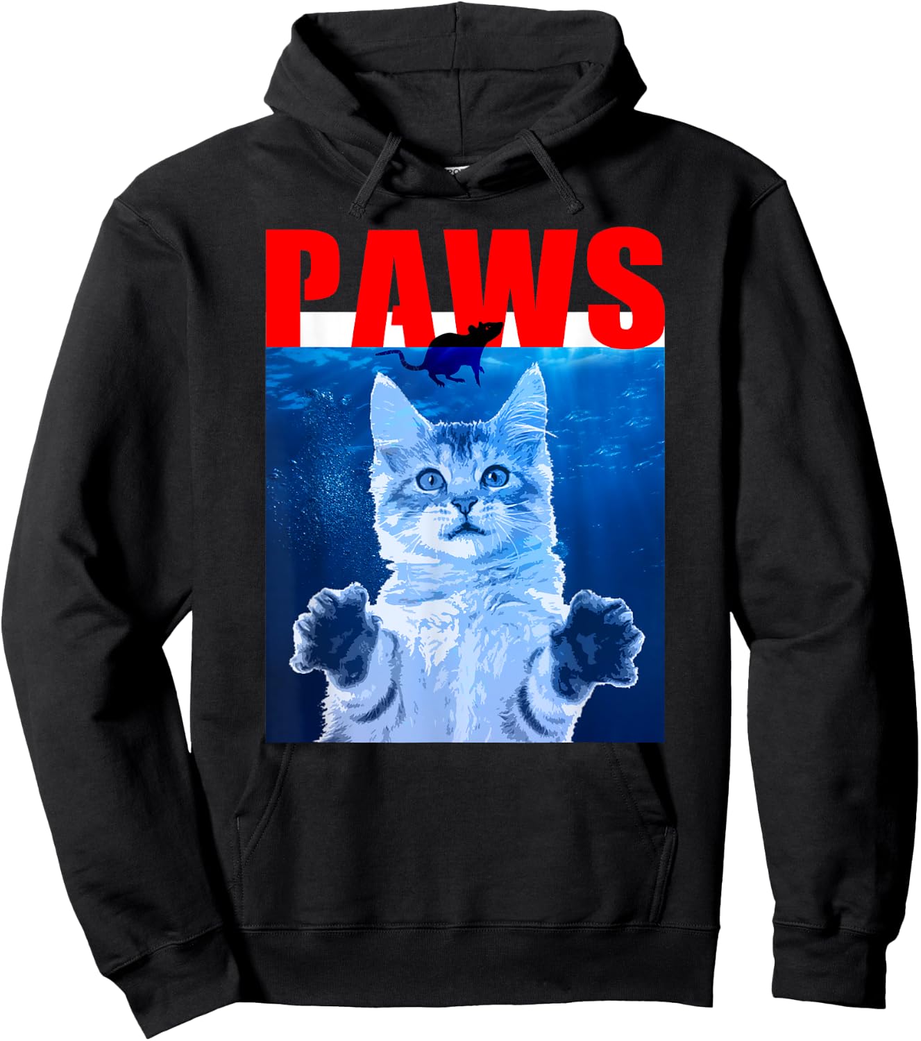 PAWS Funny Cat . Parody For Shark And Cat Lovers Women Kids Hoodie - Hoodie | Black
