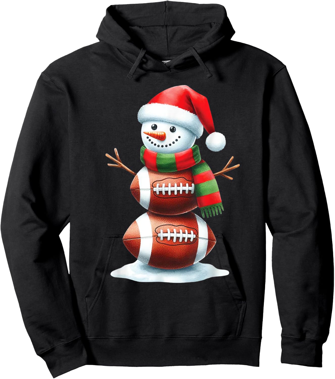 Christmas Football Women Men Kids Christmas Snowman Football Hoodie - Hoodie | Black