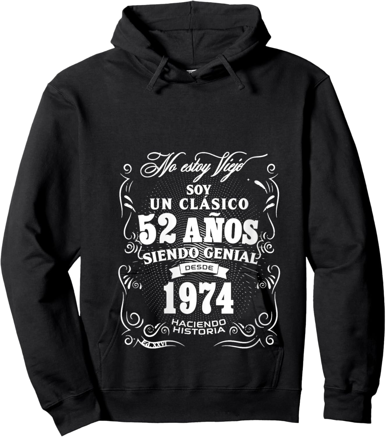 Women's Vintage 52nd Birthday Men Funny 1974 52 Birthday Spanish V-Neck Hoodie - Hoodie | Black