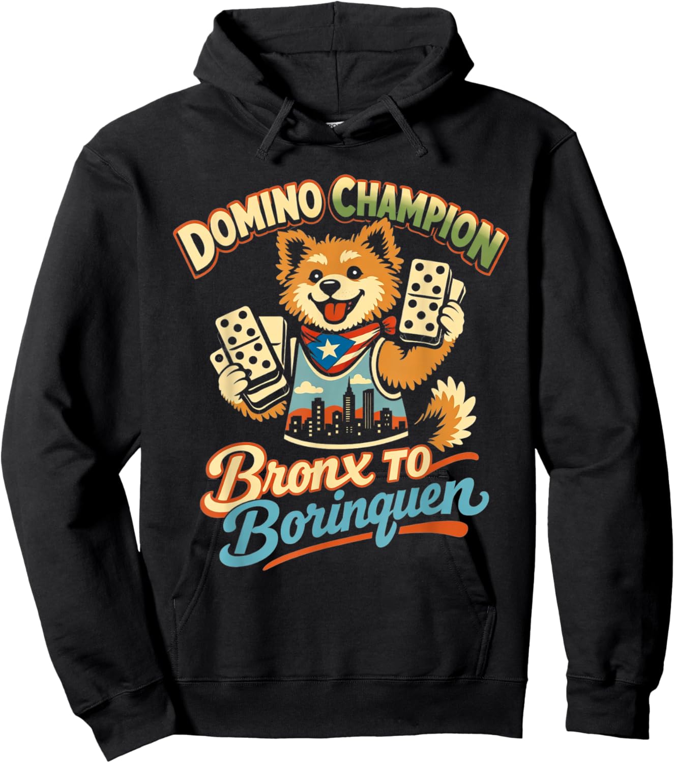 Puerto Rico PR Domino Bronx to Borinquen Sato Heritage Pride Hoodie - Hoodie | Black
