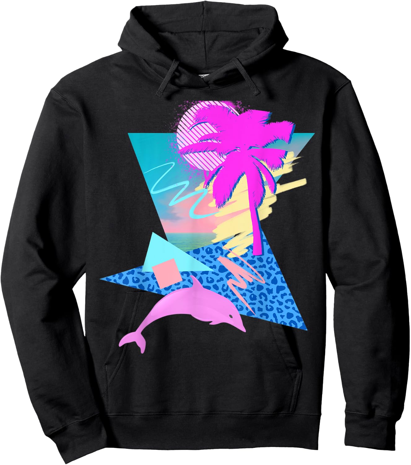 Vaporwave Aesthetic 80s 90s Throwback Retrowave Dolphin Hoodie - Hoodie | Black