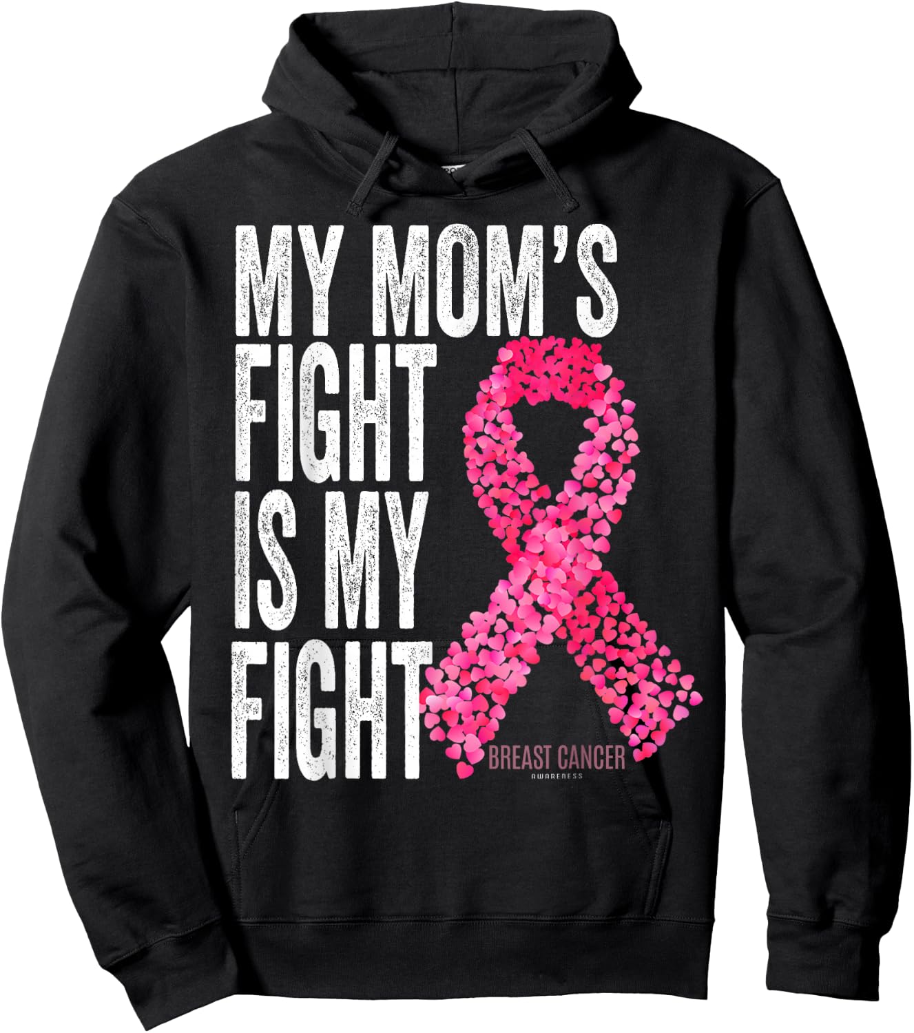 My Mom's Fight is My Fight Breast Cancer Awareness Support Hoodie - Hoodie | Black