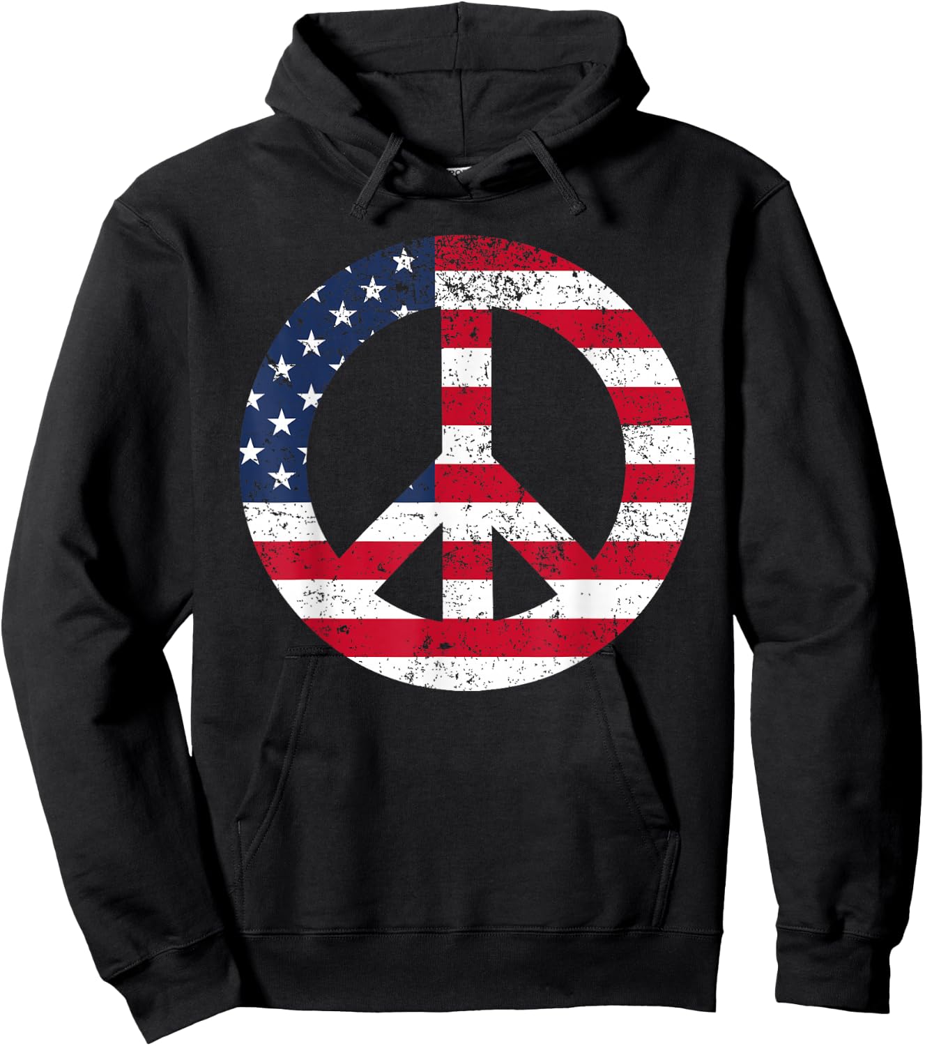 Peace Sign Patriotic USA Flag Peace & Love Hoodie - Hoodie | Black