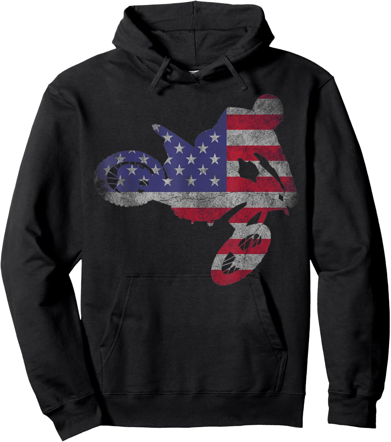Dirt Bike American Flag | Motocross Enduro Shirt Women Girls Kids Men Hoodie - Hoodie | Black