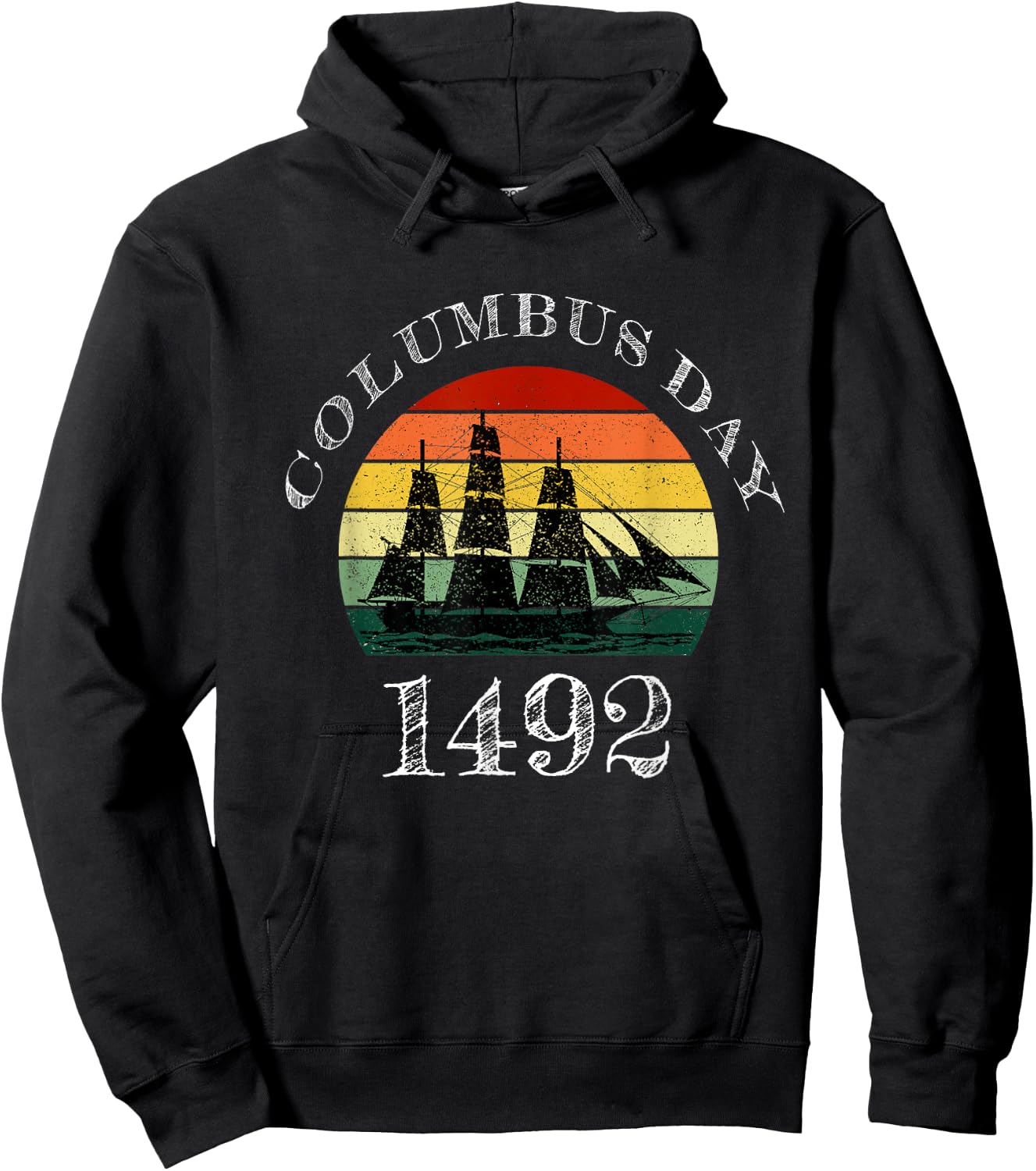 Happy columbus day vintage Hoodie - Hoodie | Black