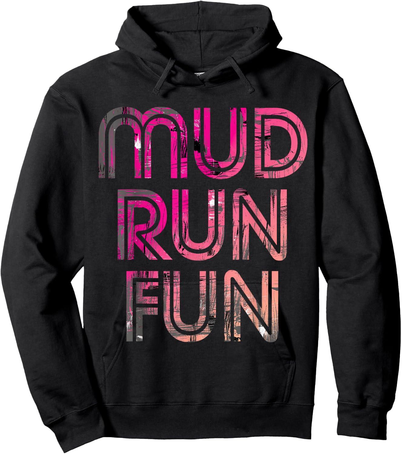 Mud Run Fun Mudder PINK v5 Trail Running and Mudding Hoodie - Hoodie | Black