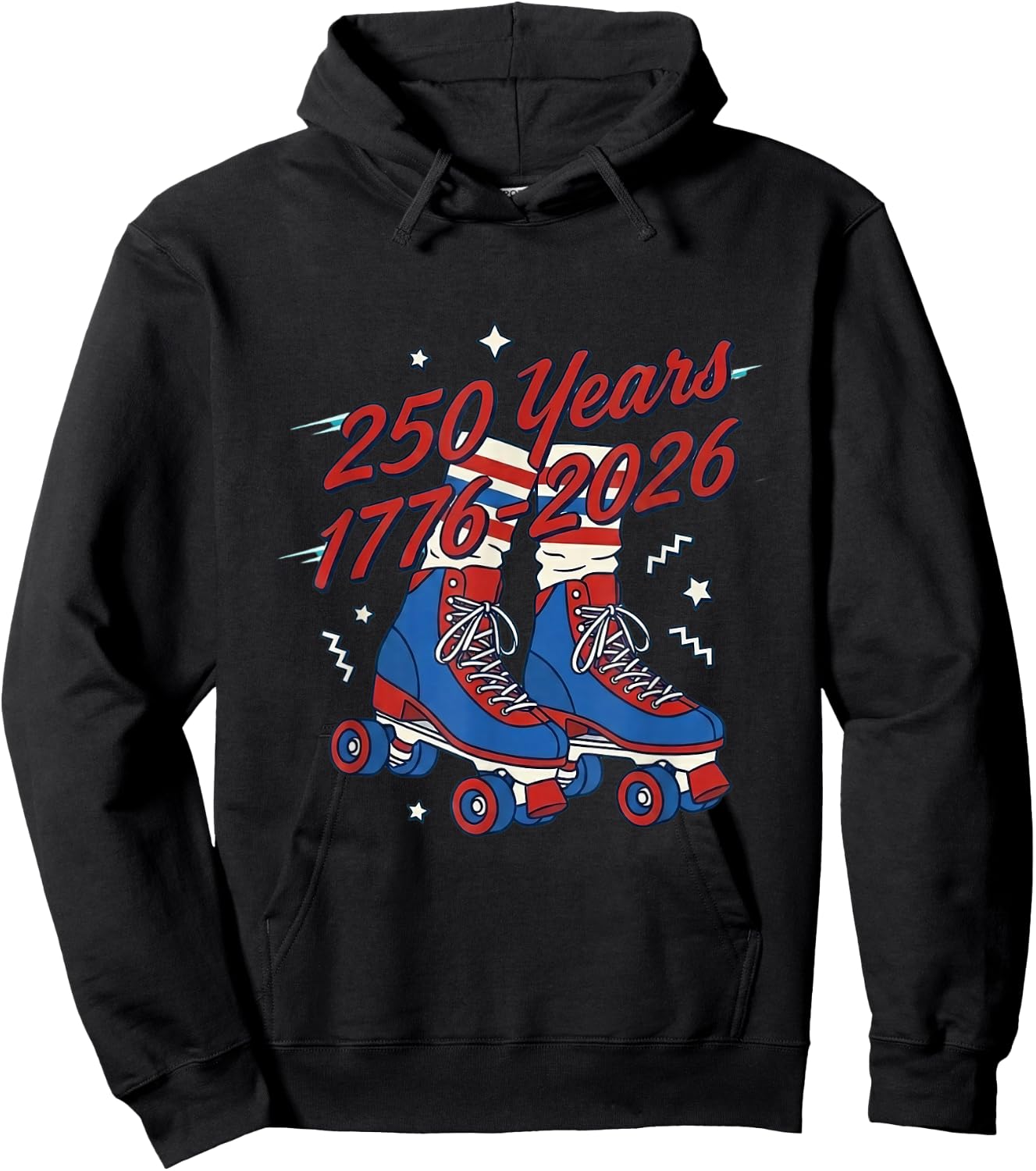 250 Years 250th Anniversary July 4th Roller Skates Hoodie - Hoodie | Black