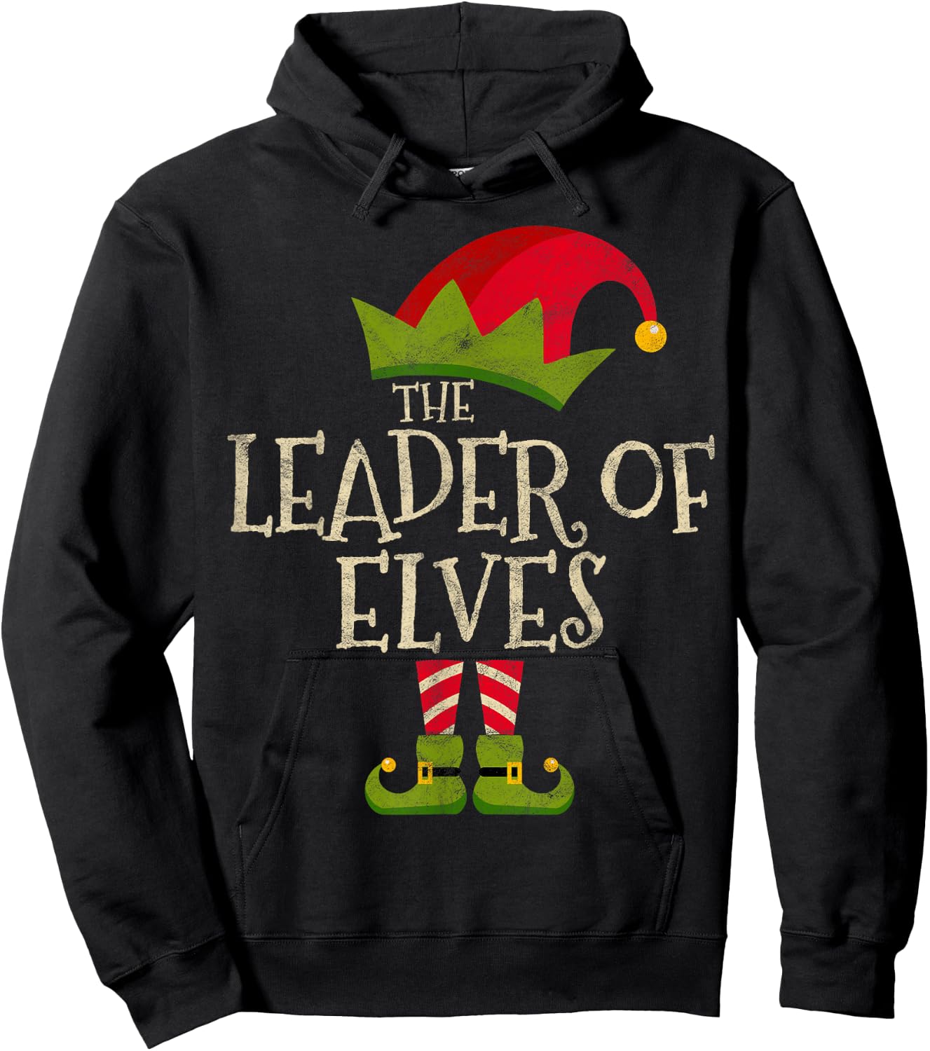 The Leader of Elves Elf Costume Family Group Gift Christmas Hoodie - Hoodie | Black
