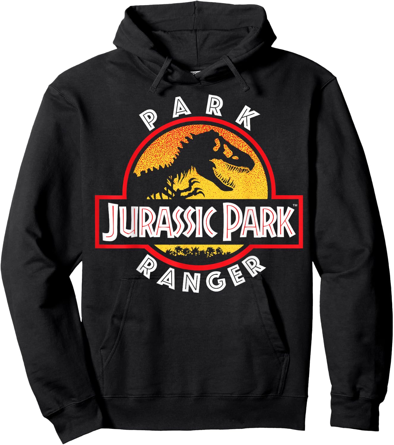 Jurassic Park Adult Men's Black Classic Fit Short Sleeve Dinosaur Graphic Hoodie - Hoodie | Black
