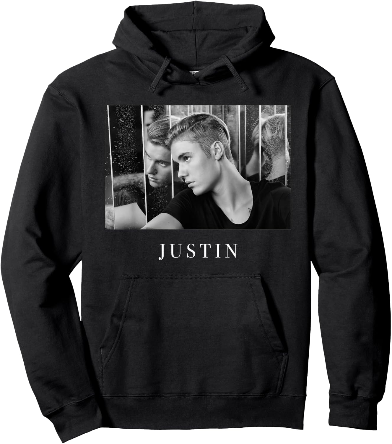 Official Justin Bieber Reflection Photo B&W Hoodie - Hoodie | Black