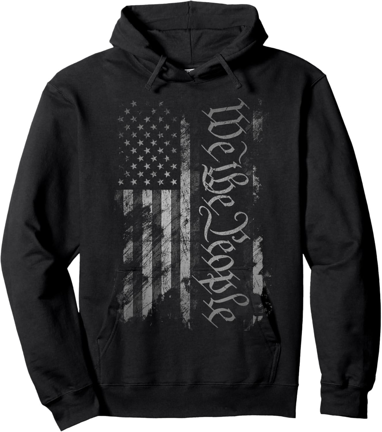 We The People American Flag 1776 Vintage Distressed Grunge Hoodie - Hoodie | Black