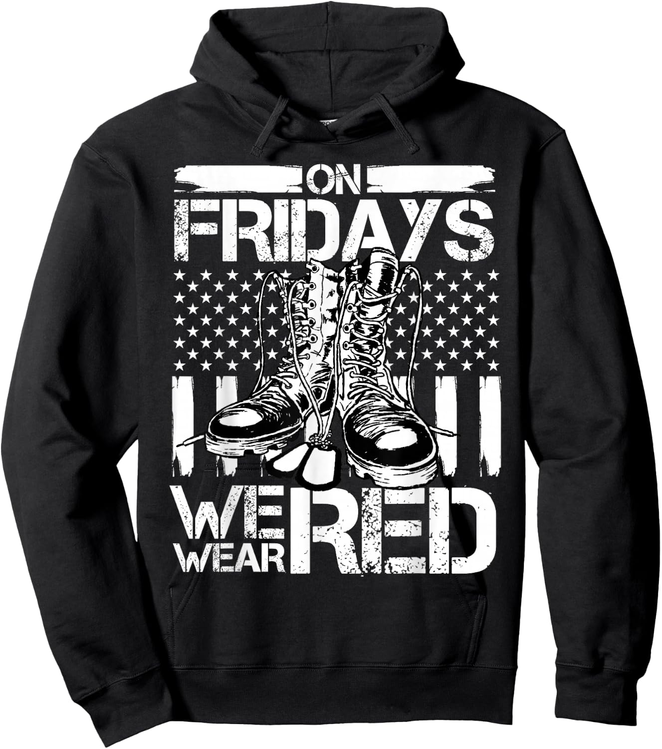 Red Friday On Friday We Wear Red American Flag Support Hoodie - Hoodie | Black