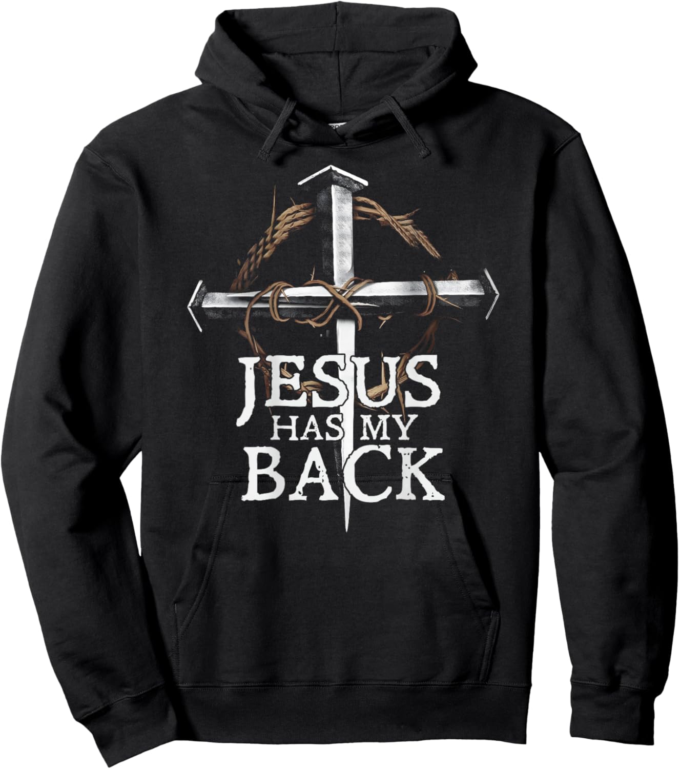 Jesus Has My Back Christian Cross (ON Back) Hoodie - Hoodie | Black