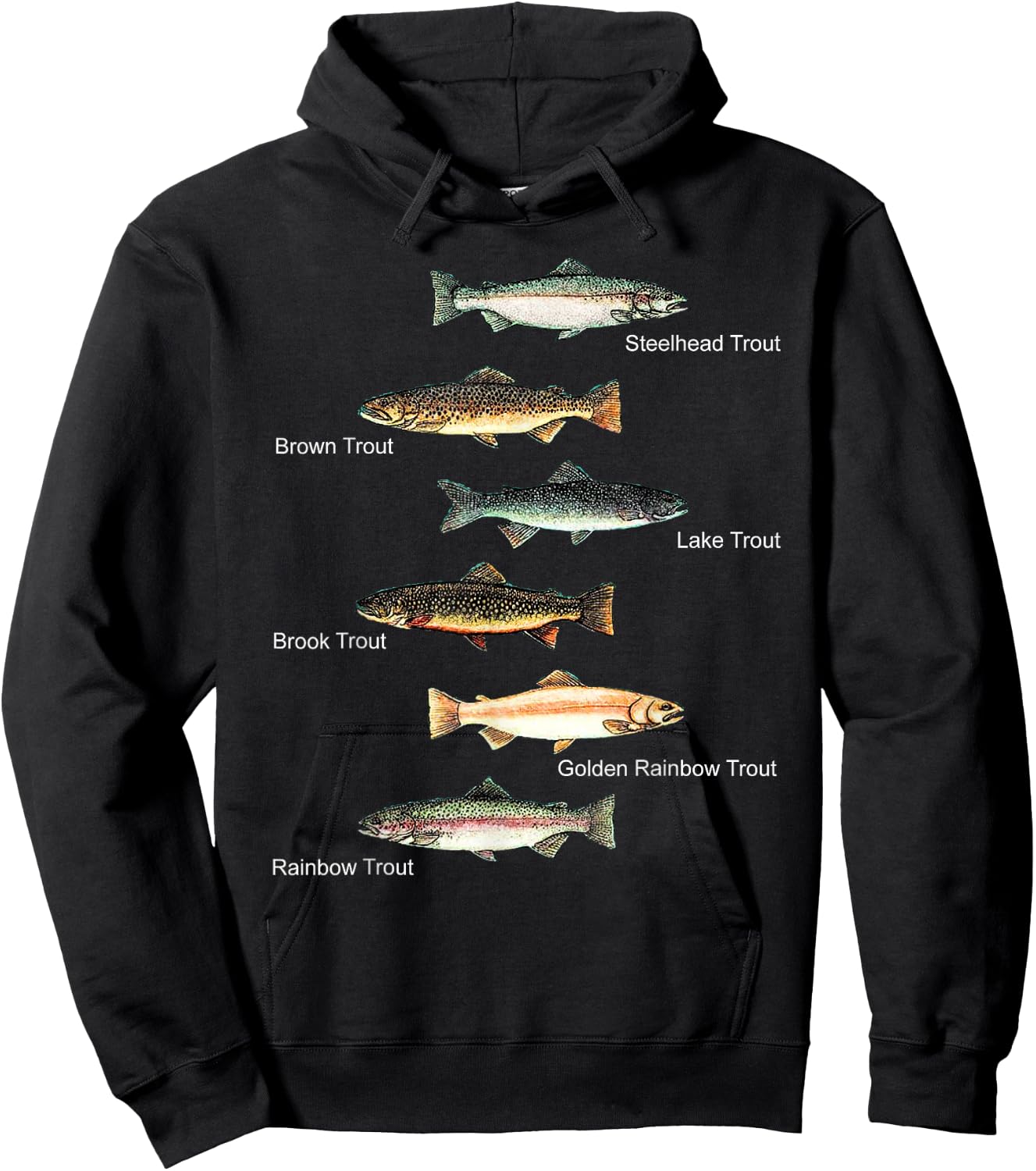 Types of Trout Fish Species Collection Fishing Hoodie - Hoodie | Black