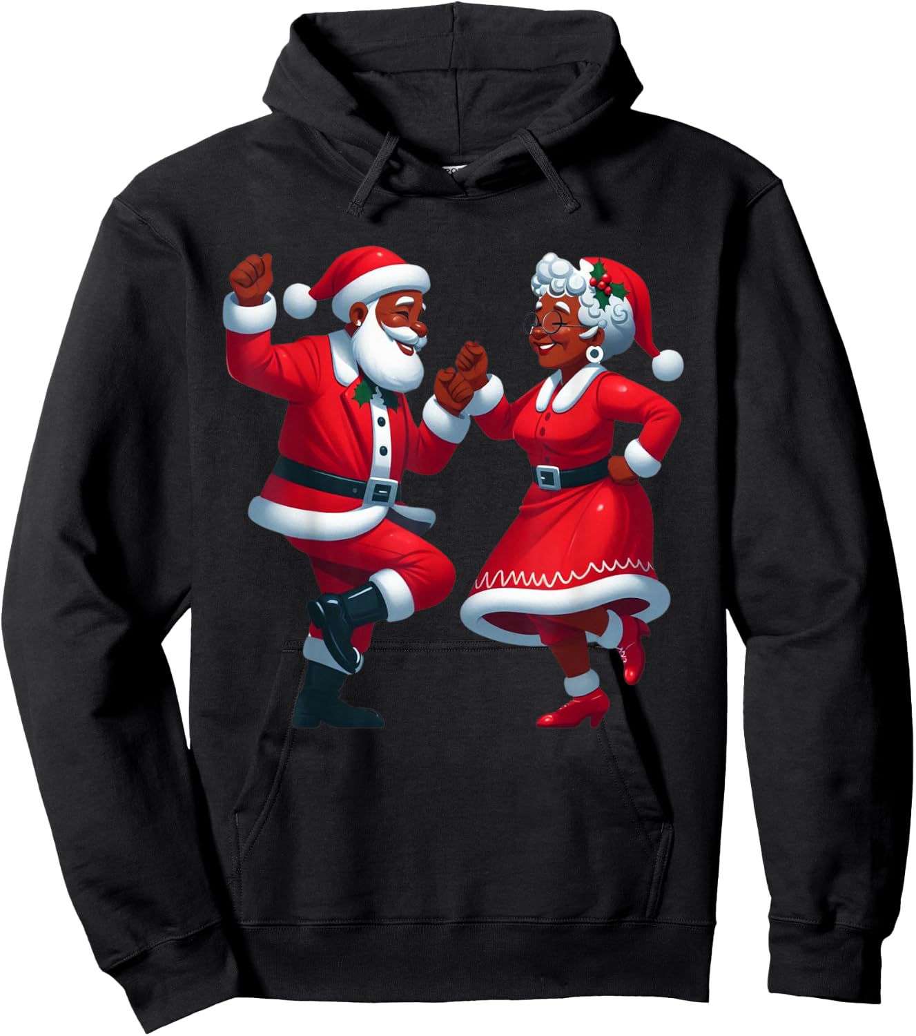 Christmas Dancing Black African American Santa Mrs Claus Hoodie - Hoodie | Black