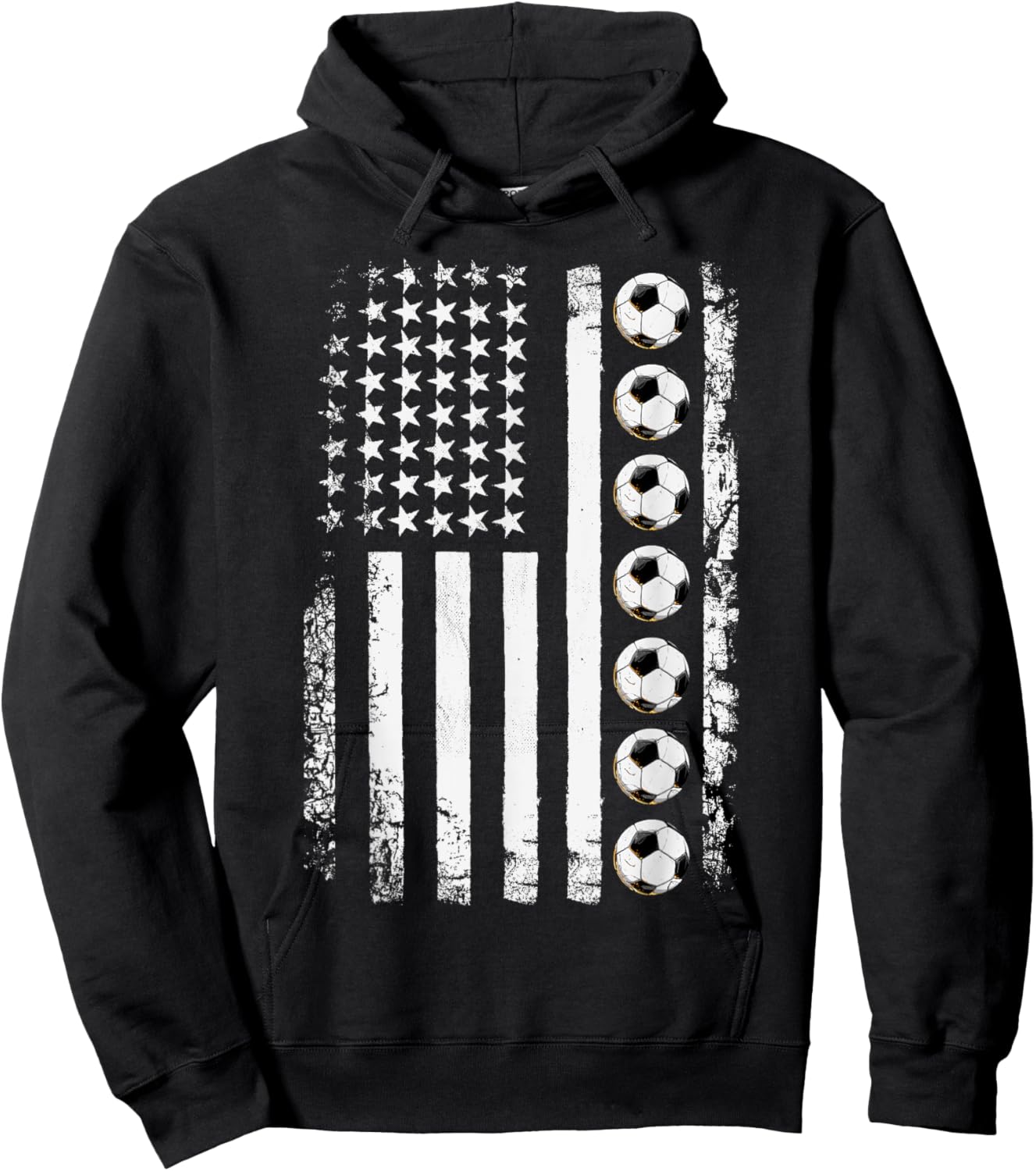 American Flag Soccer Apparel - Vintage Soccer Hoodie - Hoodie | Black