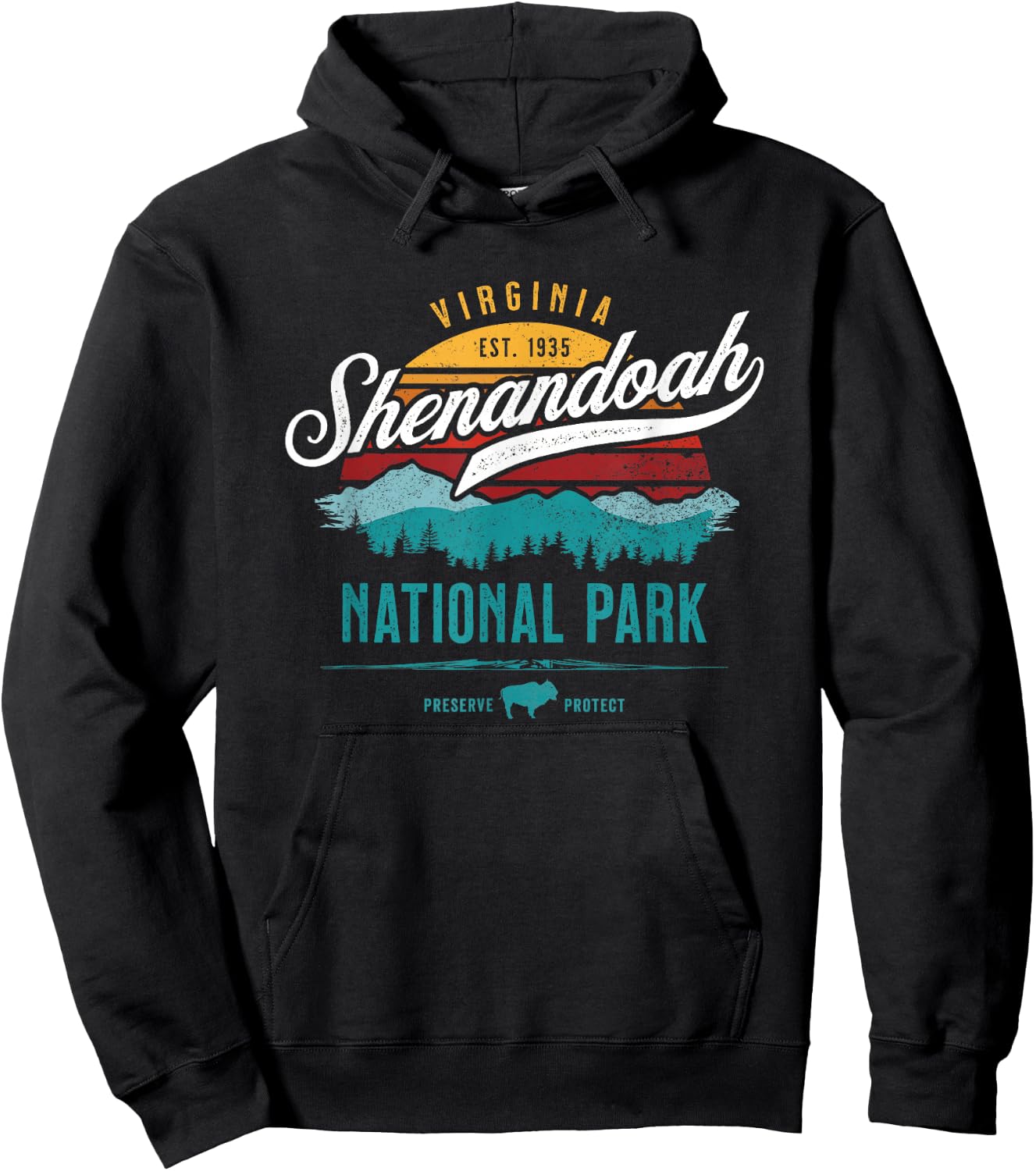 Vintage Shenandoah National Virginia USA Park Hiking Camping Hoodie - Hoodie | Black